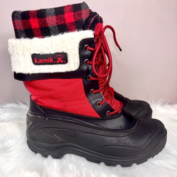 KAMIK Red & Black Plaid Cuff Boots - Picture 8 of 9